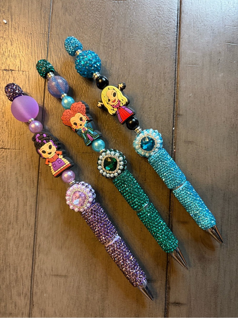Sparkle Character Bead Pens - Purple, Teal, Blue